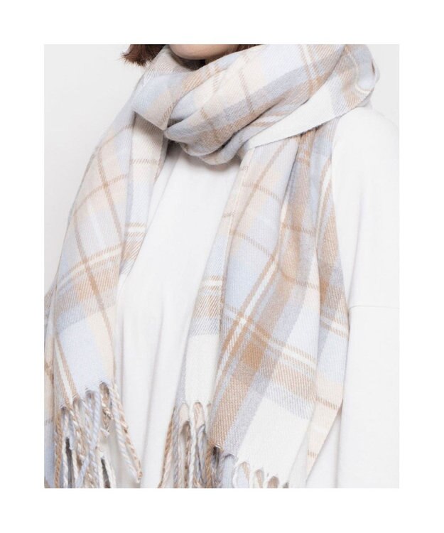 UNBILLION カシュネ cache nez / ウール混チェックストール アイボリー