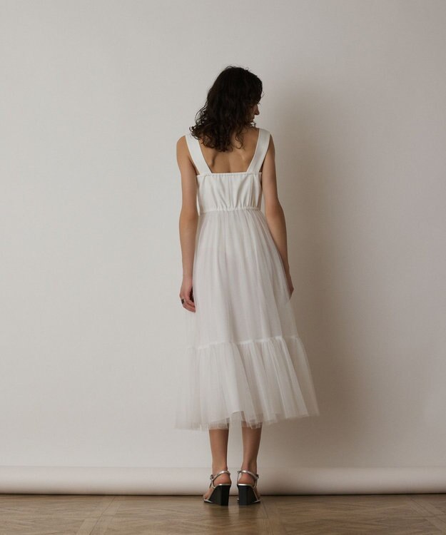 GRACE CONTINENTAL チュールコンビティアードワンピース ホワイト