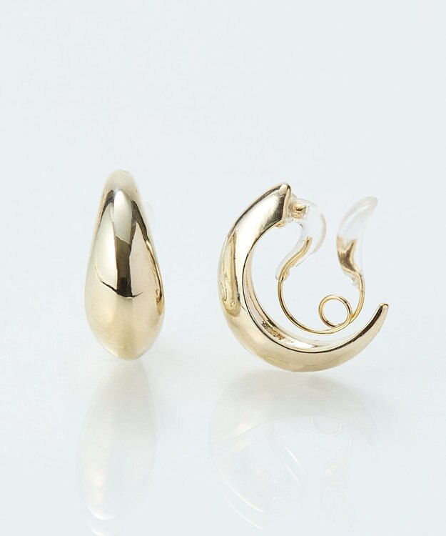 Phoebe 【金属アレルギー対応】【痛くないシリーズ】ぷっくりモードクリスタルループフィットイヤリング　ゴールド ゴールド