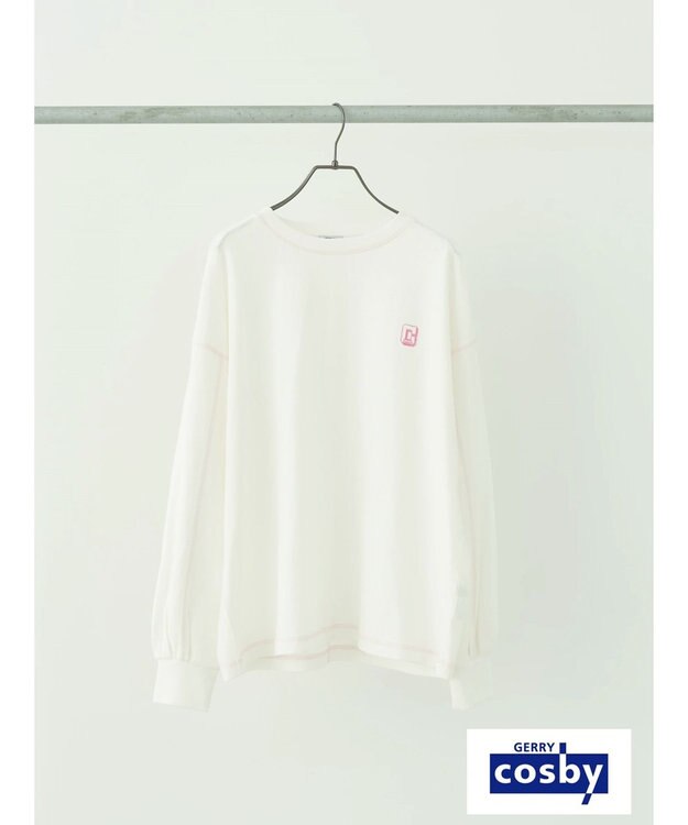 earth music&ecology Ｃｏｓｂｙ×ｅａｒｔｈ　配色ステッチロングＴシャツ Off White