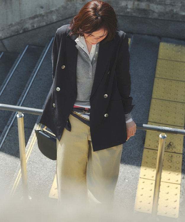 23区 【CanCam掲載】リネンレーヨンストレッチ ダブルジャケット ネイビー系