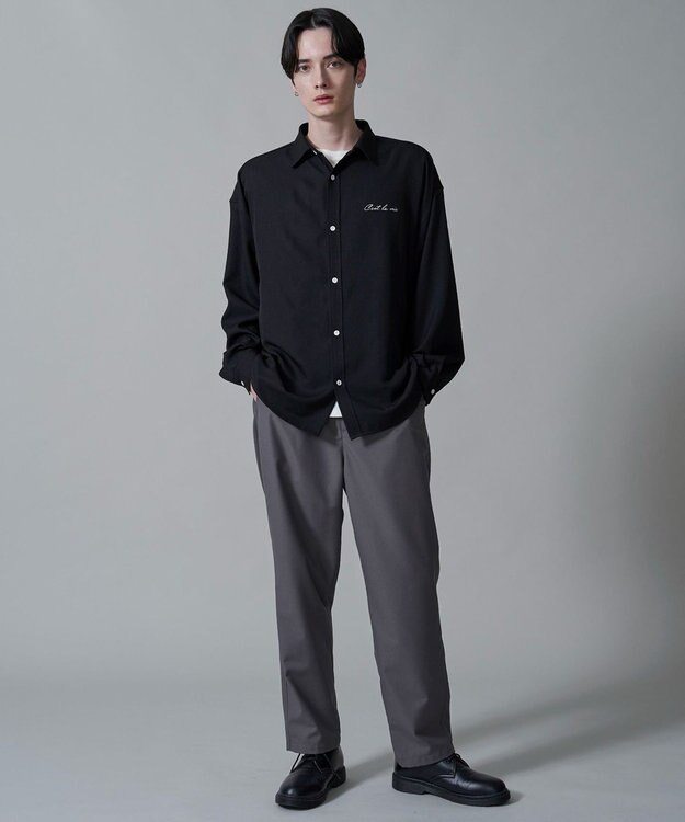 WEGO アムンゼンワンポイントBIGシャツ（LS） ブラック