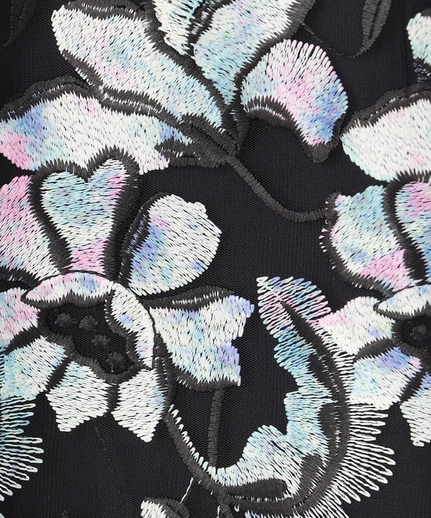 GRACE CONTINENTAL フラワー刺繍プリントスカート ブラック