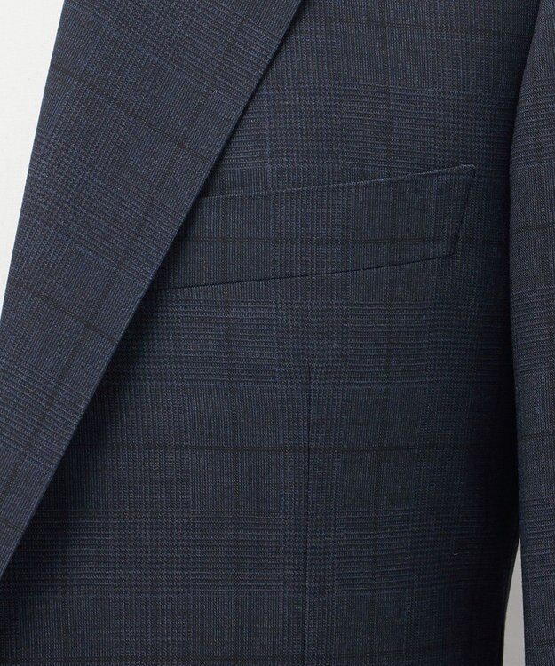 GOTAIRIKU シワになりにくい【御幸毛織/みゆきけおり】DRYSPINNER 平織スーツ_ネイビー格子 ネイビー系×格子