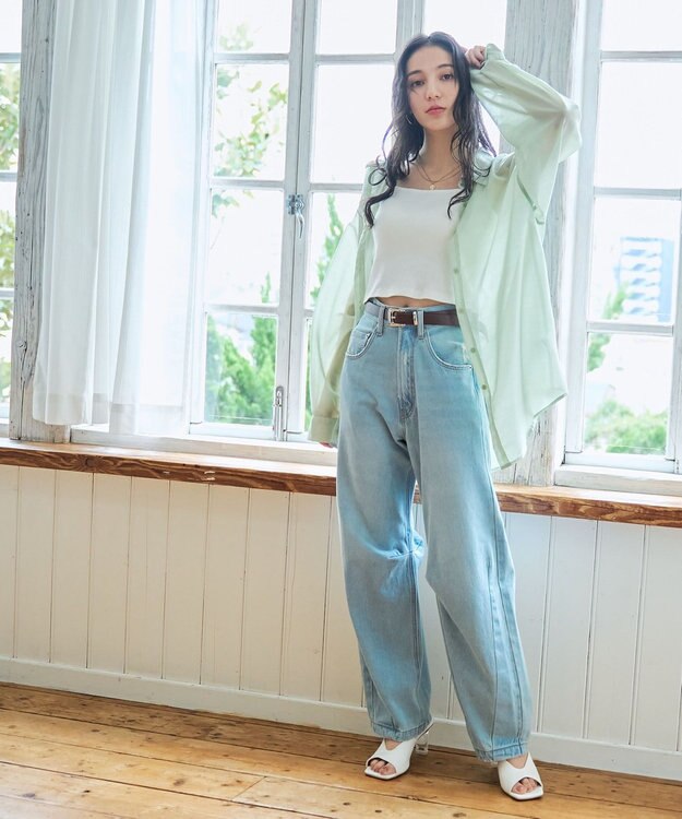 WEGO 【シワになりにくい/手洗い可】シアーBIGシャツ グリーンその他