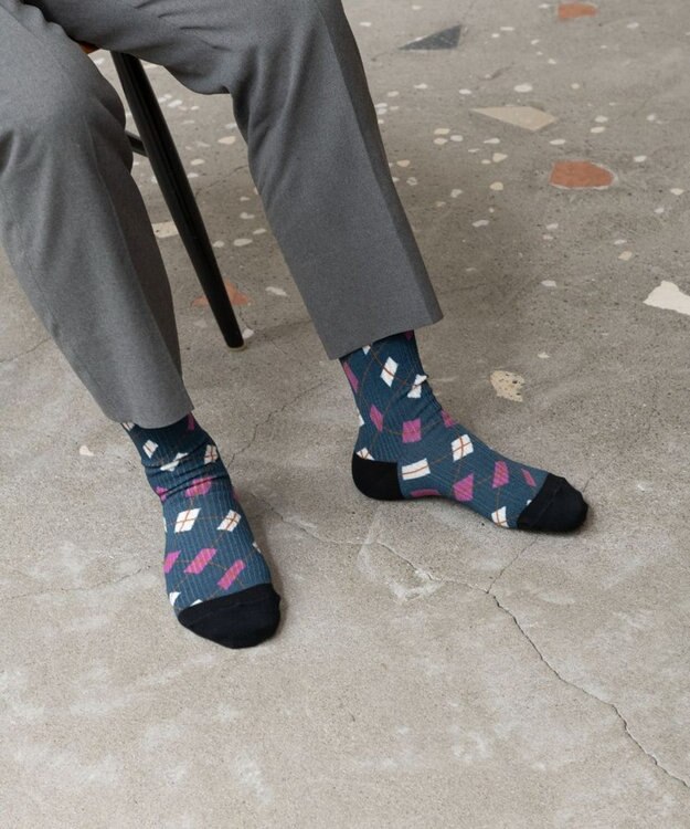 TRICOTE ARGYLE LINK SOCKS／アーガイルリンクソックス 39NAVY
