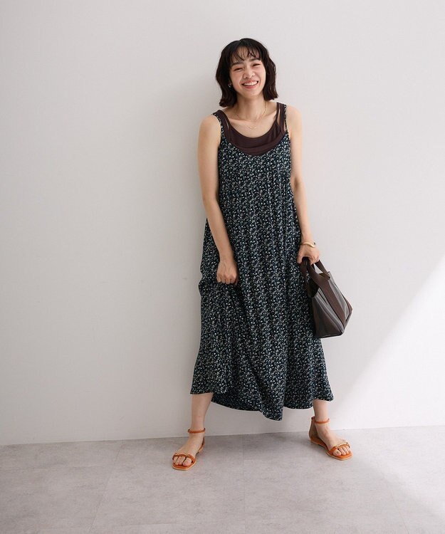 Green Parks レーヨンクレープキャミワンピース Navy