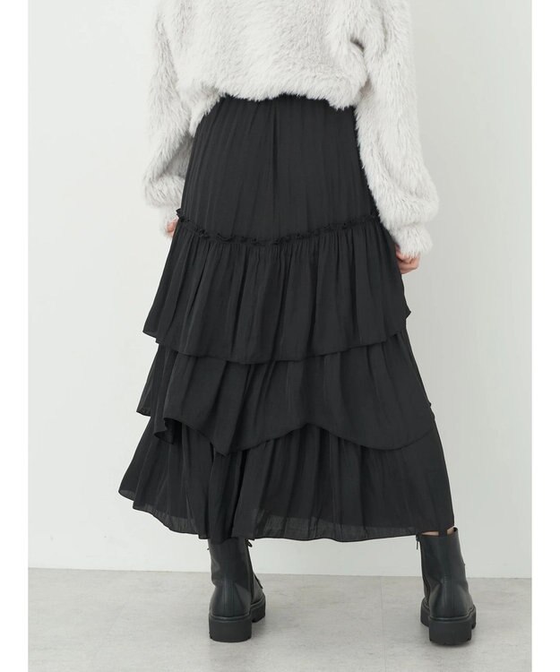 earth music&ecology ランダムティアードスカート Black