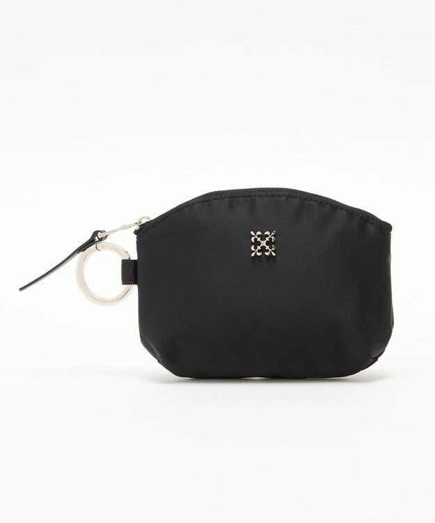 russet カラビナ付きラウンドフラットポーチ(Z-208) Black