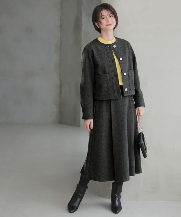 ANY SIS 【2SET】ジャケット × フレアスカート セット チャコール