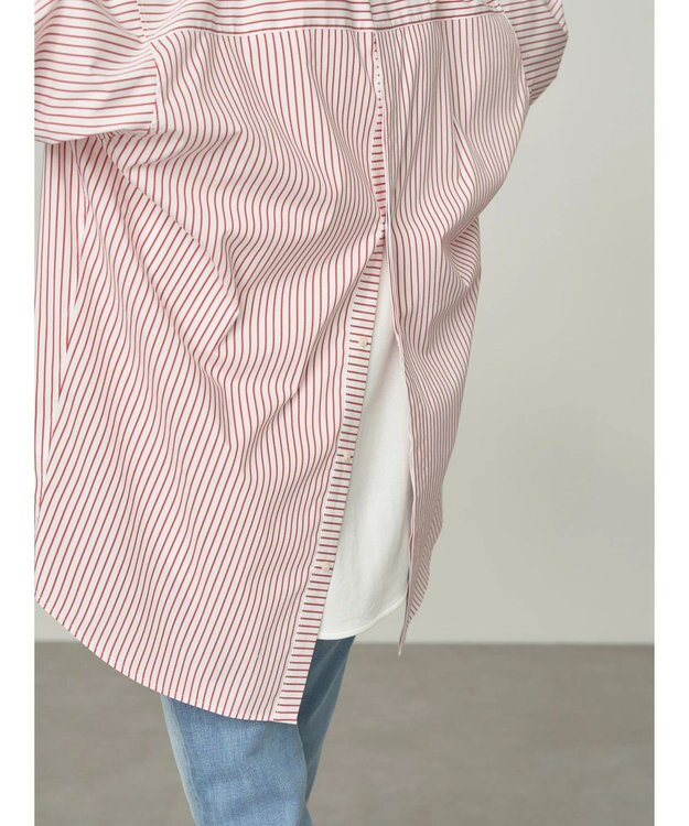 AMERICAN HOLIC イージーケアバックオープンシャツチュニック Red