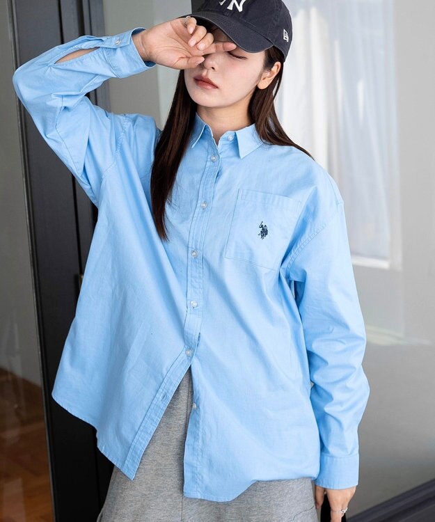 WEGO 【25年秋新色登場★】U.S. POLO ASSN.別注ロングスリーブシャツ ブルー