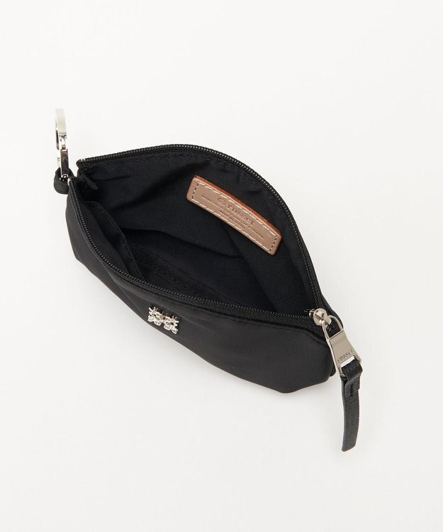 russet カラビナ付きラウンドフラットポーチ(Z-208) Black