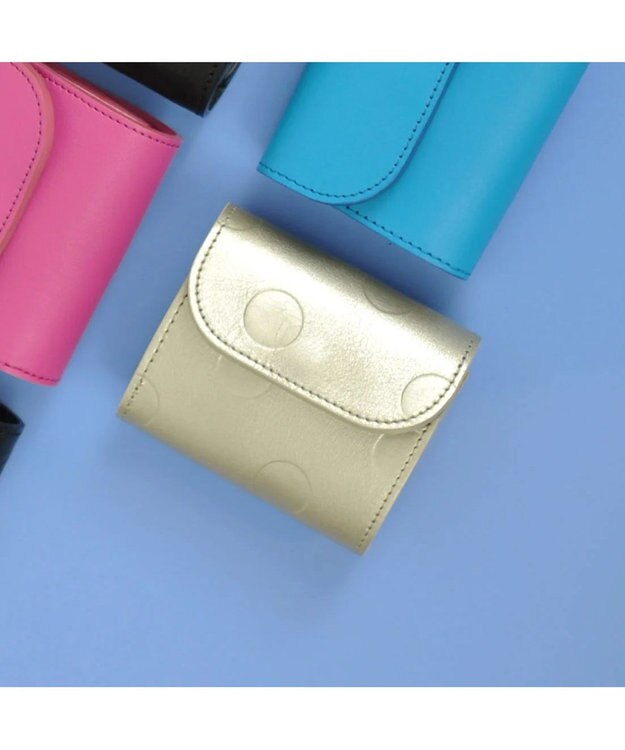 UNBILLION perche 姫路レザーかぶせミニウォレット ゴールドドット