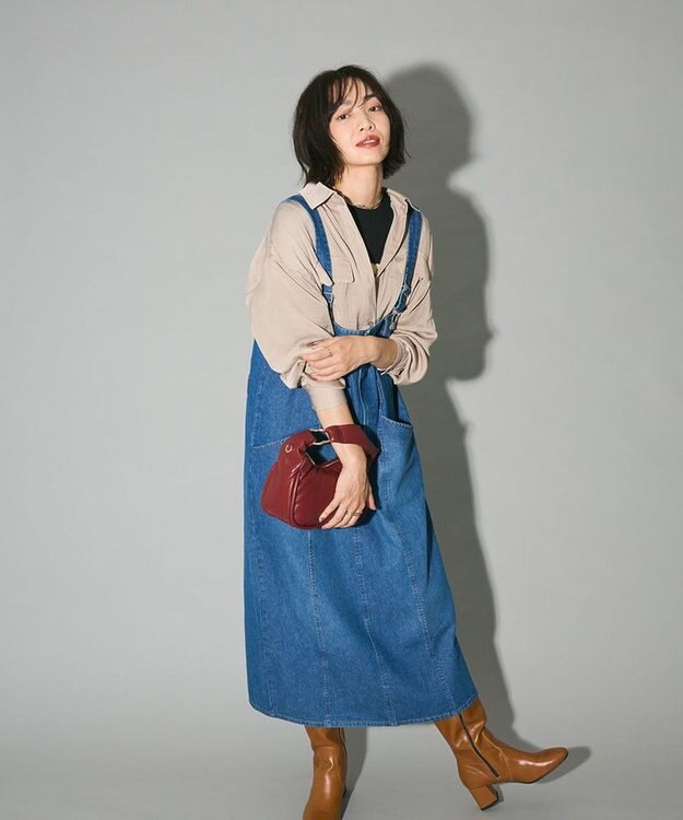 Green Parks ・ＳＵＧＡＲ　ＳＰＯＯＮ　サテンオーバーシャツチュニック Beige