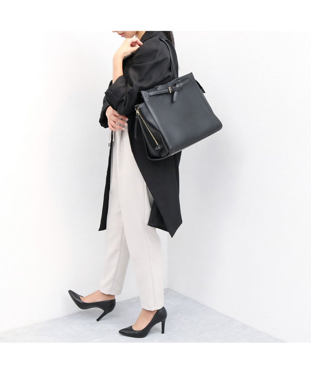 UNBILLION カシュカシュ cachecache / ベルトディテールサイドジップA4トート ブラック