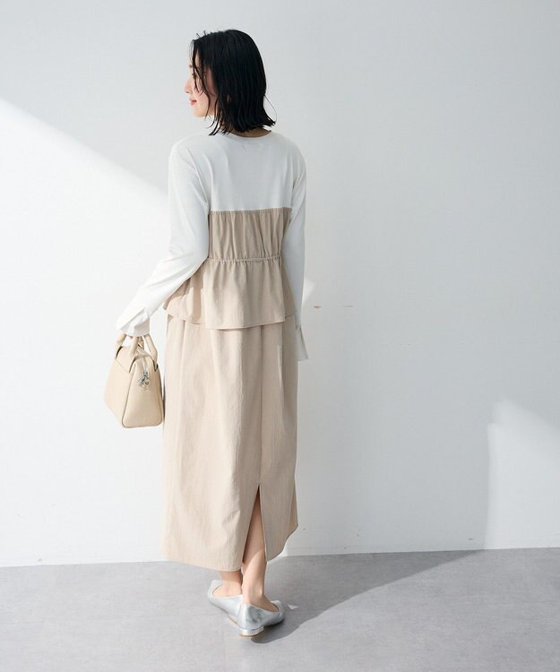 Green Parks ペプラムドッキングワンピース Light Beige