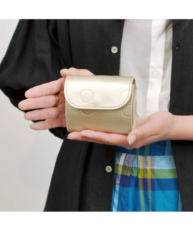 UNBILLION perche 姫路レザーかぶせミニウォレット ゴールドドット