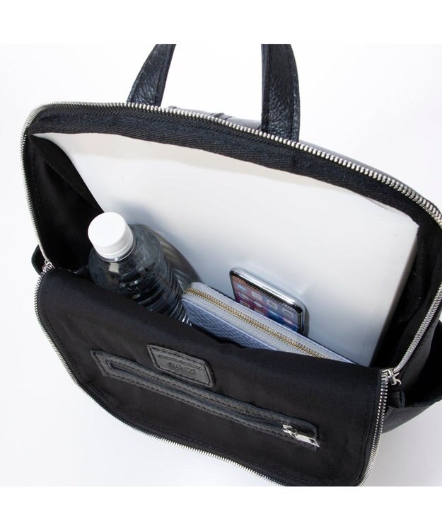 UNBILLION ペルケ perche / ダブルジッパー牛革バックパック ブラック