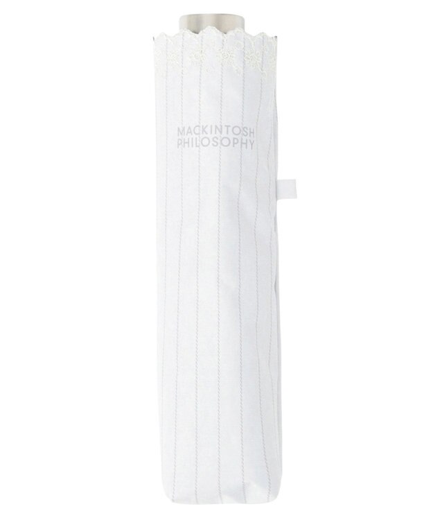 MOONBAT 【軽量】マッキントッシュ フィロソフィー 晴雨兼用日傘 折りたたみ傘 ストライプ／遮光 遮熱 UV ホワイト