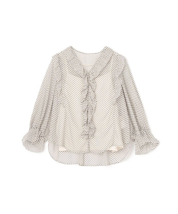 GRACE CONTINENTAL ドットラッフルブラウス ホワイト
