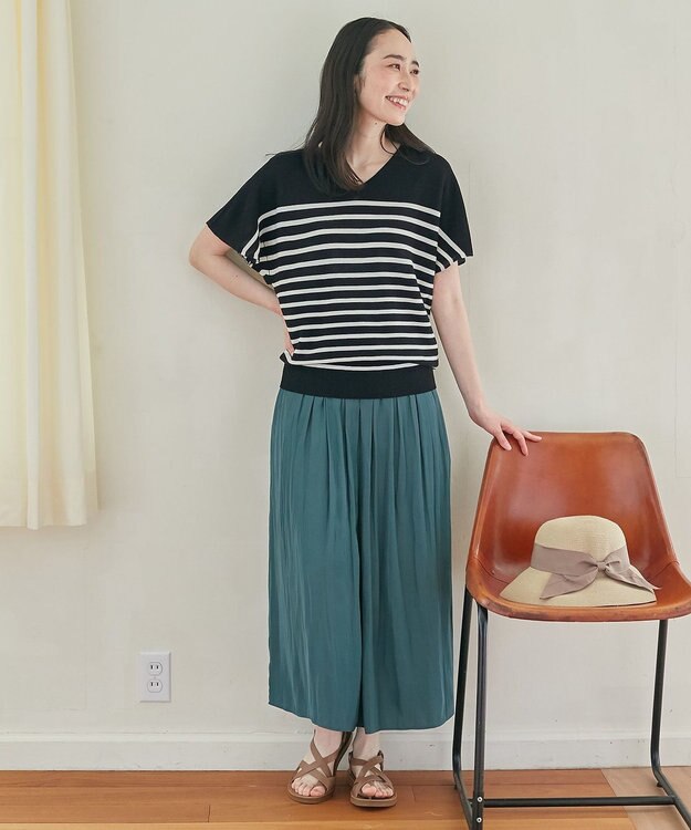 ANY 【洗濯機可能・ウエストゴム】リラックススカーチョ グリーン