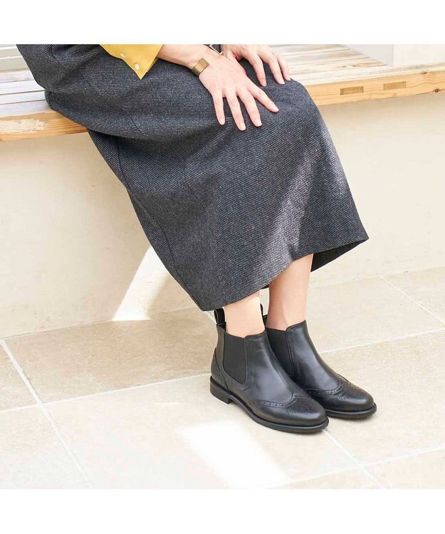 ing <ing>ウィングチップサイドゴアブーツ ブラック