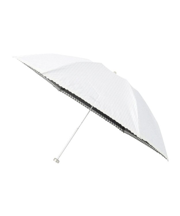 MOONBAT 【軽量】マッキントッシュ フィロソフィー 晴雨兼用日傘 折りたたみ傘 ストライプ／遮光 遮熱 UV ホワイト