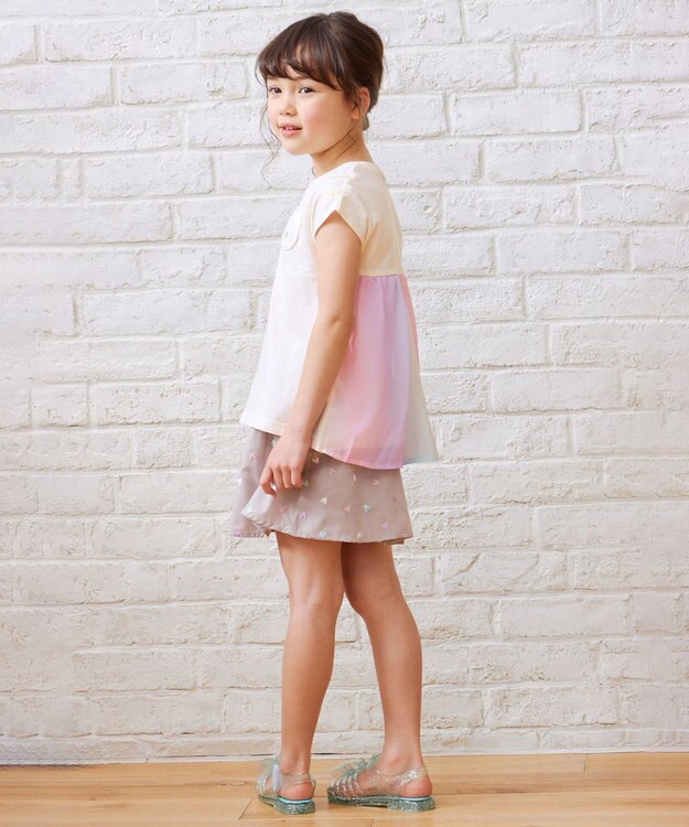 ANY KIDS バックシャン Tシャツ エクリュ×レインボー