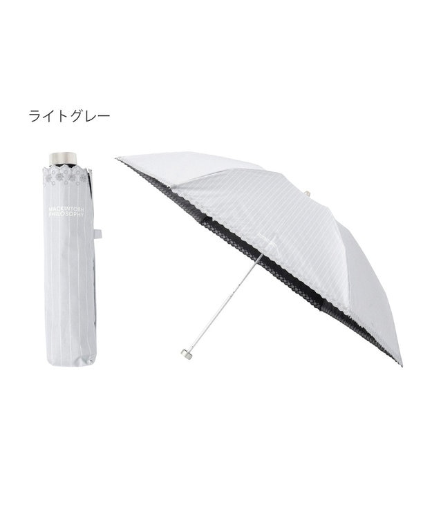 MOONBAT 【軽量】マッキントッシュ フィロソフィー 晴雨兼用日傘 折りたたみ傘 ストライプ／遮光 遮熱 UV ホワイト