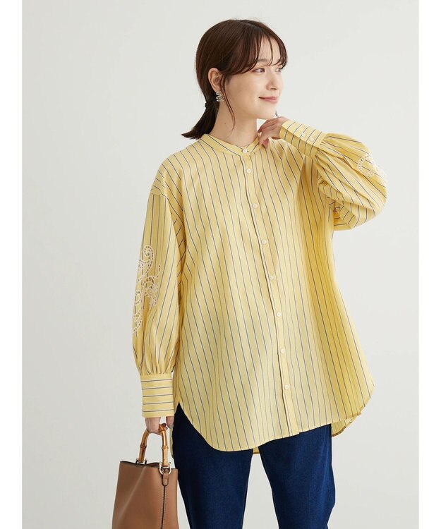 Green Parks 袖刺繍シャツチュニック Yellow