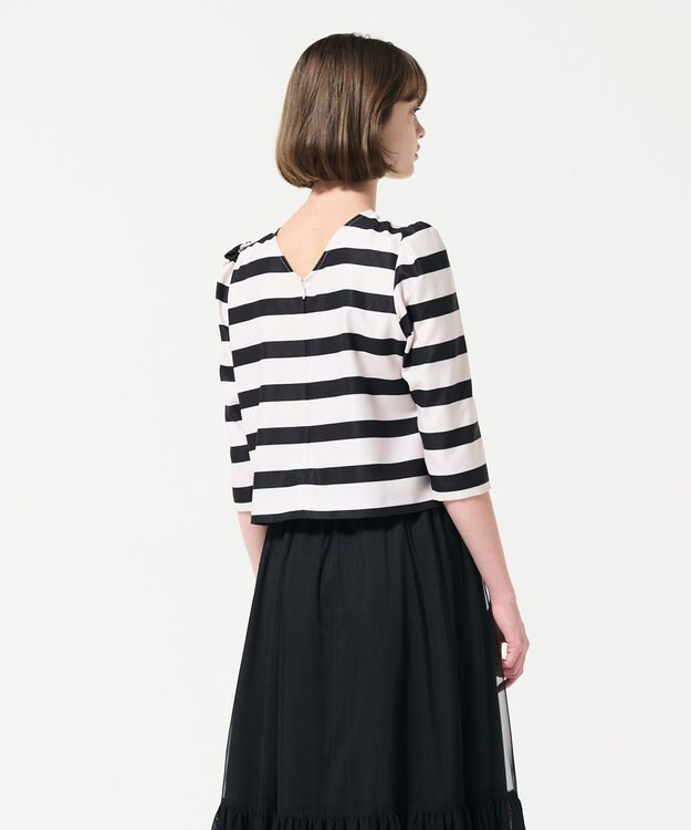 GRACE CONTINENTAL ボーダープリントトップ キナリ