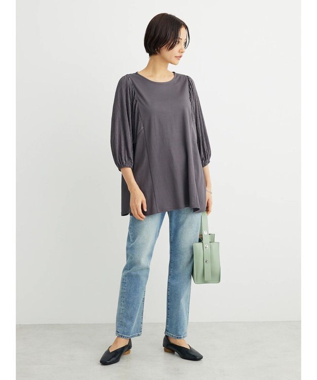 Green Parks ボリューム袖切替プルオーバー Dark Gray