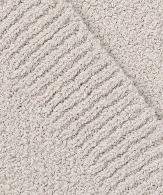 自由区 L 【洗える】テクスチャーコットンブレンド ニットアウター ライトグレー系