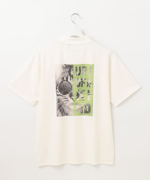 PW CIRCULUS 【MEN】アニマル フォト モックネック シャツ ホワイト系1