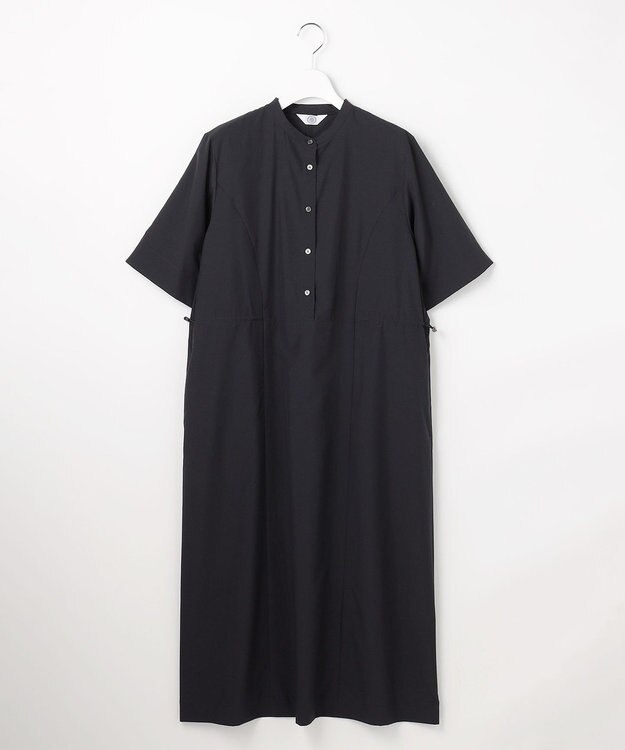 J.PRESS LADIES ソフトタフタクロス シャツ ワンピース ネイビー系