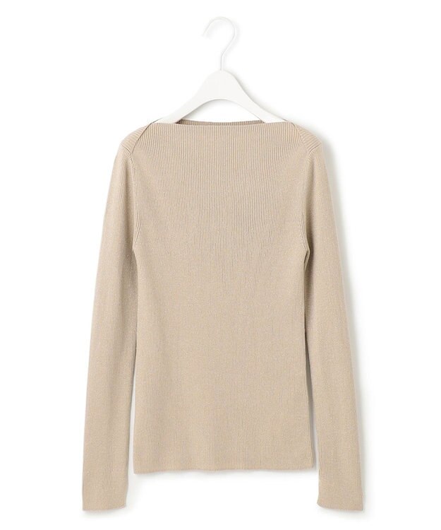 ICB 【洗える】エクストラファインメリノリブ ボートネックニット ベージュ系ラメ