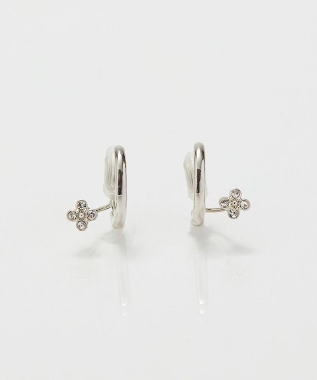 Phoebe 【痛くないシリーズ】フラワービジューフロートライトフィットイヤリング　シルバー シルバー