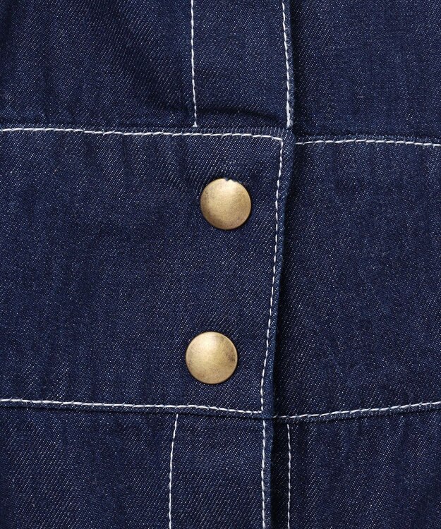 Feroux 【洗える】デニムミディ ワンピース ネイビー系