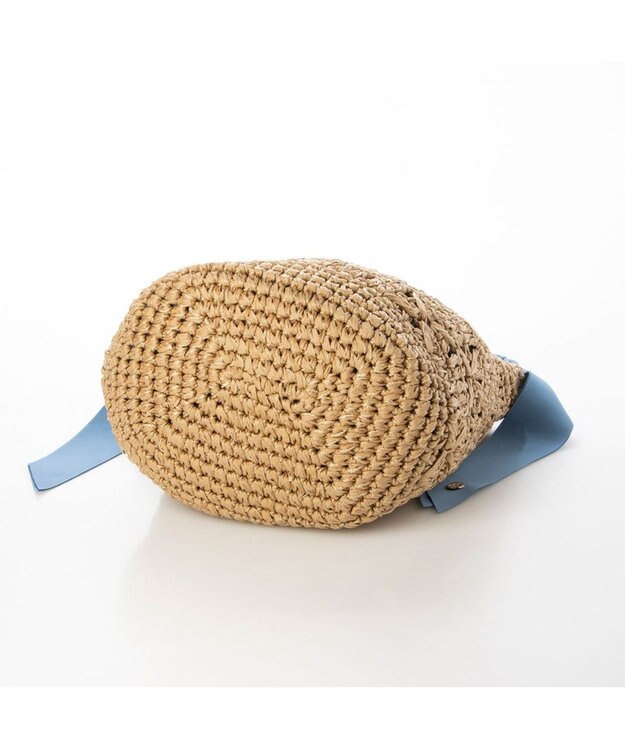 UNBILLION cachecache 下がりグログラン柄編みワンハンドルクロッシェトート サックスブルー