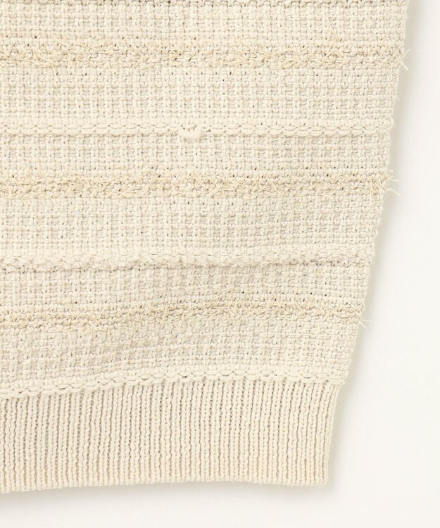 自由区 【洗える】テクスチャーコットンブレンドニット ベスト ライトベージュ