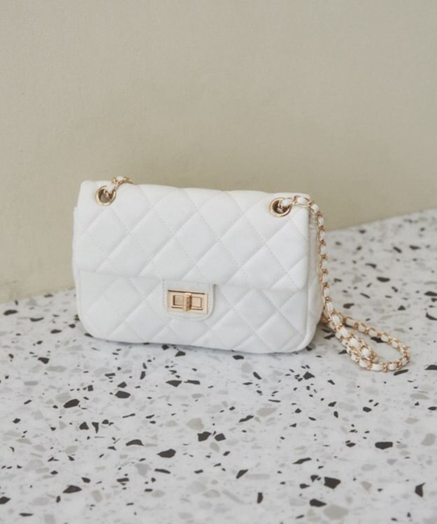 WEGO 【ANGIE VINTAGE】キルティングショルダーBAG ホワイト