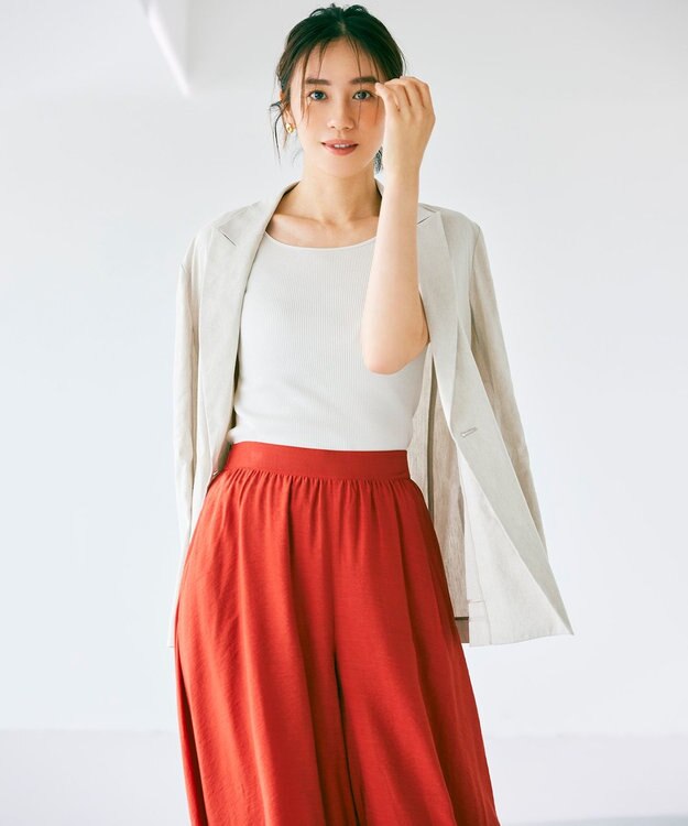 UNFILO ヴィンテージライク ギャザーパンツ スカーレット