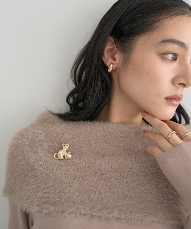 YECCA VECCA キャットパールブローチ Gold