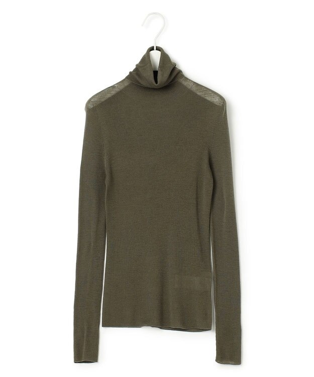 ICB 【洗える】シアーウール タートルニット アッシュカーキ系