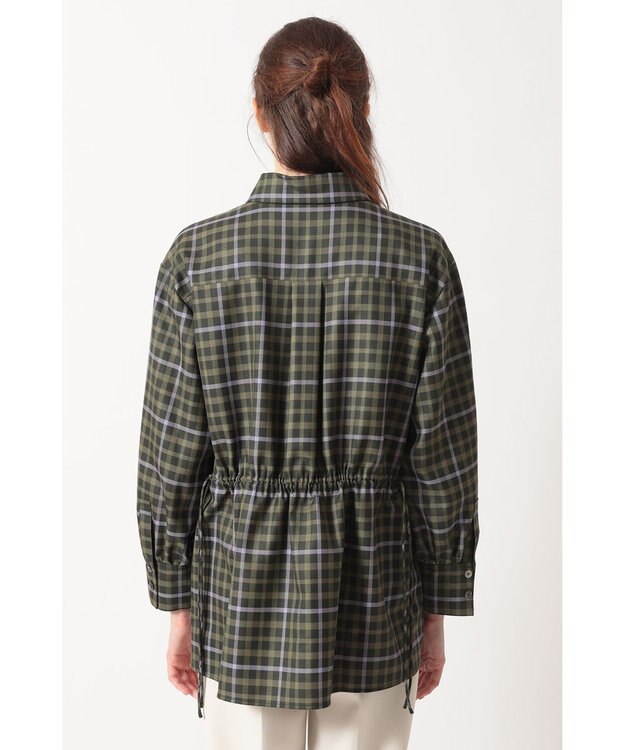 DAKS チェック ドローストリングオーバーシャツ グリーン