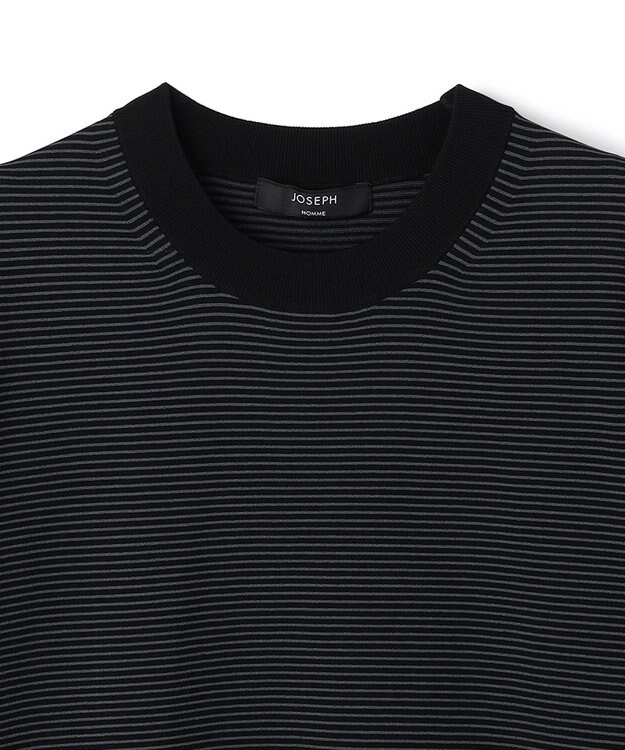 JOSEPH HOMME 【新柄】リュクスレーヨンボーダー　クルーネック半袖ニット グレー系1