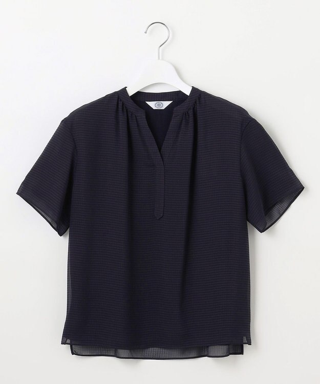 J.PRESS LADIES L 【速乾】サッカーチェック カットソー ネイビー系3