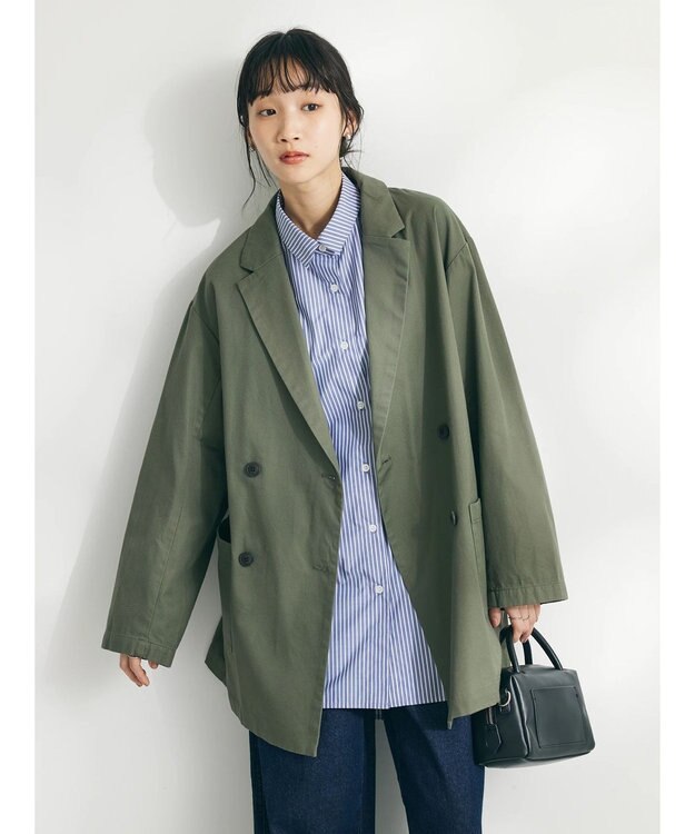CRAFT STANDARD BOUTIQUE コットンギャバジンＷテーラードジャケット Khaki