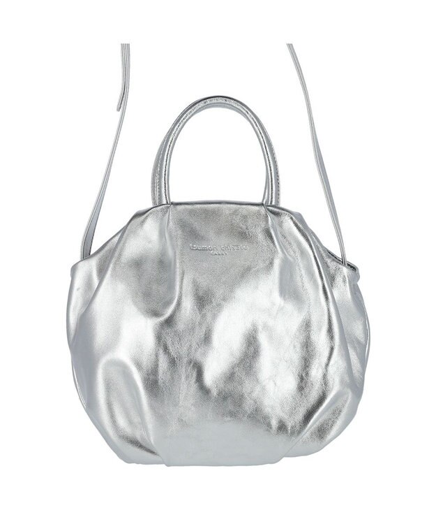 tsumori chisato CARRY ラムギャザー 2way ハンドバッグ ショルダーバッグ シルバー